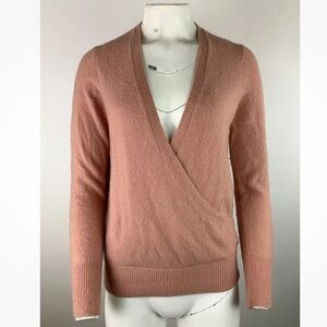 Madewell Sz S Wrap Front Sweater In Coziest Yarn Pink Merino Wool Alpaca